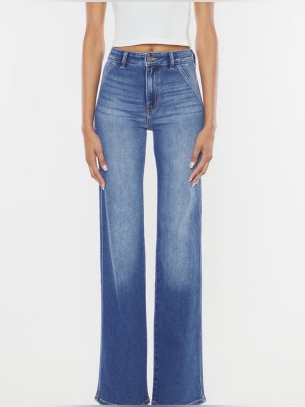 Kancan Medium Wash Flare Wide Leg Jeans 11/29 x 34